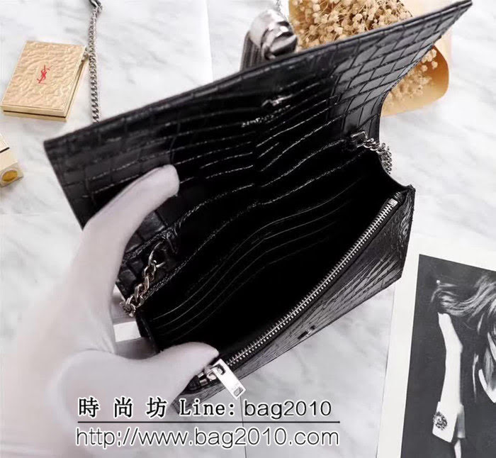 YSL聖羅蘭 爆款 鱷魚紋Saint Laurent 黑色鏈條包 26817-1 YAS1145